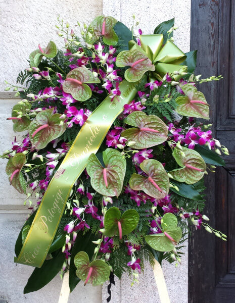 Cuscino funebre colore tonalità verde/viola