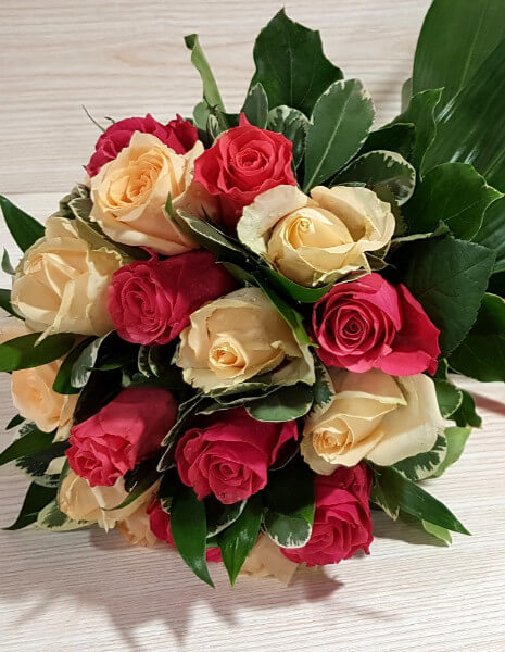 Bouquet di rose fuxia e salmone Piccolo