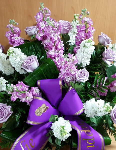 Composizione fiori in ciotola Lilla/Bianco Piccola